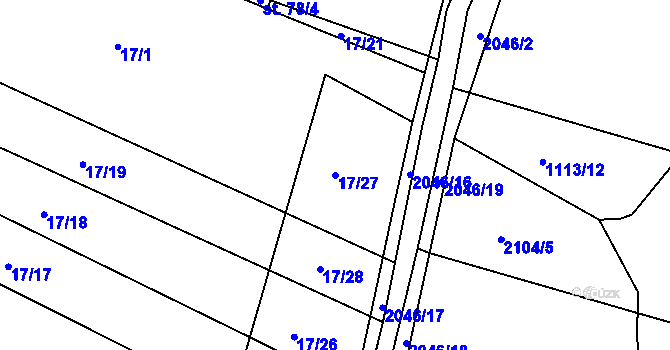 Parcela st. 17/27 v KÚ Ponědrážka, Katastrální mapa