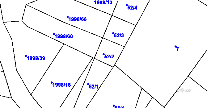 Parcela st. 52/2 v KÚ Ponědrážka, Katastrální mapa