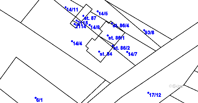 Parcela st. 84 v KÚ Ponědrážka, Katastrální mapa