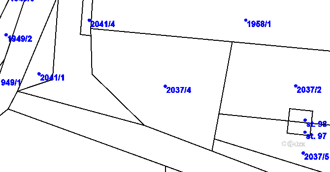 Parcela st. 2037/4 v KÚ Ponědrážka, Katastrální mapa