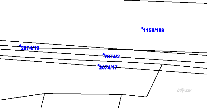 Parcela st. 2074/2 v KÚ Ponědrážka, Katastrální mapa