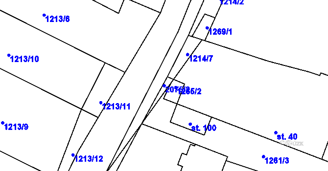 Parcela st. 2075/2 v KÚ Ponědrážka, Katastrální mapa