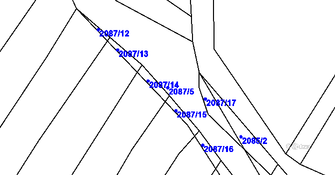 Parcela st. 2087/5 v KÚ Ponědrážka, Katastrální mapa