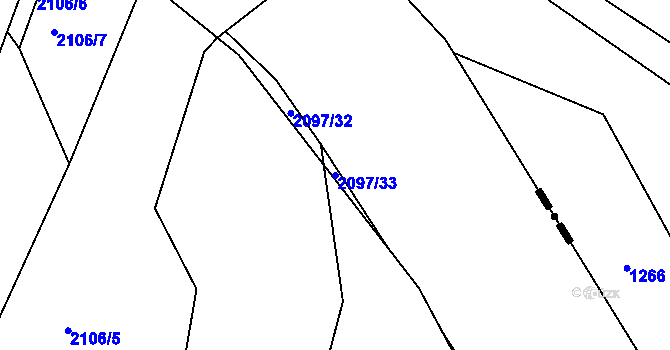 Parcela st. 2097/33 v KÚ Ponědrážka, Katastrální mapa