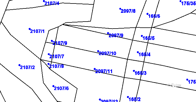 Parcela st. 2097/10 v KÚ Ponědrážka, Katastrální mapa