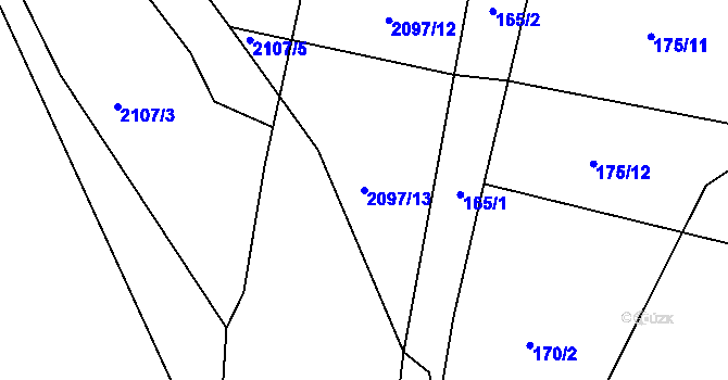 Parcela st. 2097/13 v KÚ Ponědrážka, Katastrální mapa