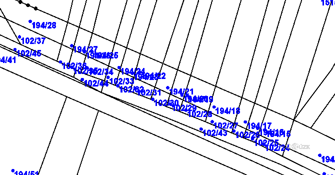 Parcela st. 194/21 v KÚ Záblatí u Ponědraže, Katastrální mapa
