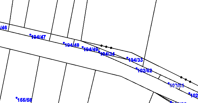 Parcela st. 194/34 v KÚ Záblatí u Ponědraže, Katastrální mapa