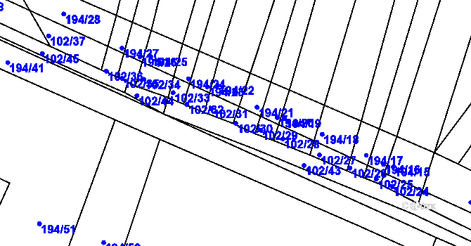 Parcela st. 102/30 v KÚ Záblatí u Ponědraže, Katastrální mapa
