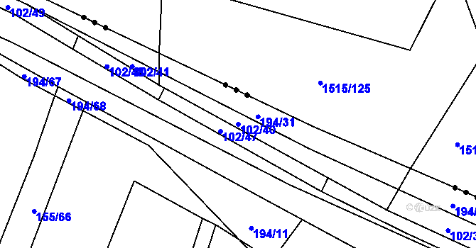 Parcela st. 102/40 v KÚ Záblatí u Ponědraže, Katastrální mapa