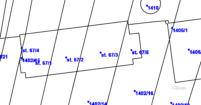 Parcela st. 67/3 v KÚ Záblatí u Ponědraže, Katastrální mapa