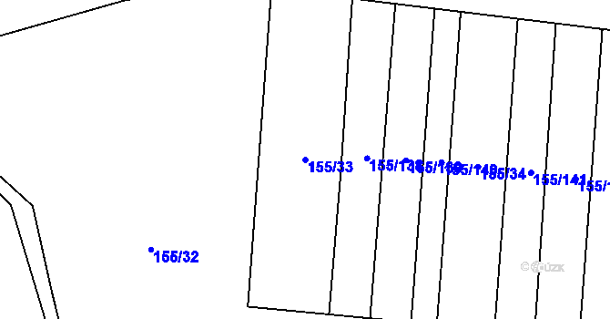 Parcela st. 155/33 v KÚ Záblatí u Ponědraže, Katastrální mapa