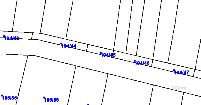 Parcela st. 194/45 v KÚ Záblatí u Ponědraže, Katastrální mapa