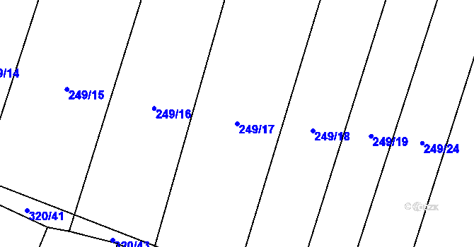 Parcela st. 249/17 v KÚ Záblatí u Ponědraže, Katastrální mapa