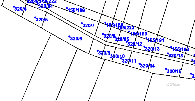 Parcela st. 320/9 v KÚ Záblatí u Ponědraže, Katastrální mapa