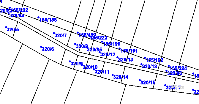 Parcela st. 320/12 v KÚ Záblatí u Ponědraže, Katastrální mapa