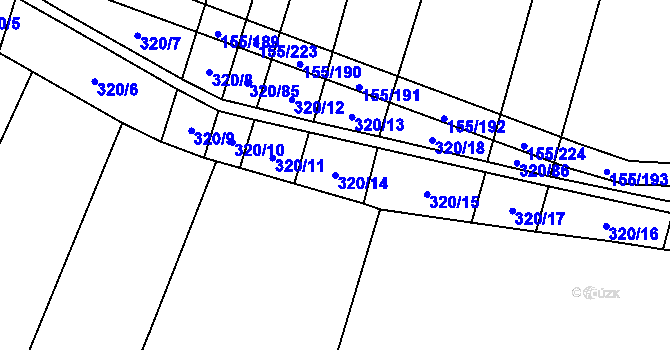 Parcela st. 320/14 v KÚ Záblatí u Ponědraže, Katastrální mapa