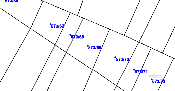 Parcela st. 573/69 v KÚ Záblatí u Ponědraže, Katastrální mapa