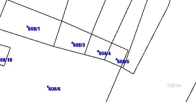 Parcela st. 608/4 v KÚ Záblatí u Ponědraže, Katastrální mapa