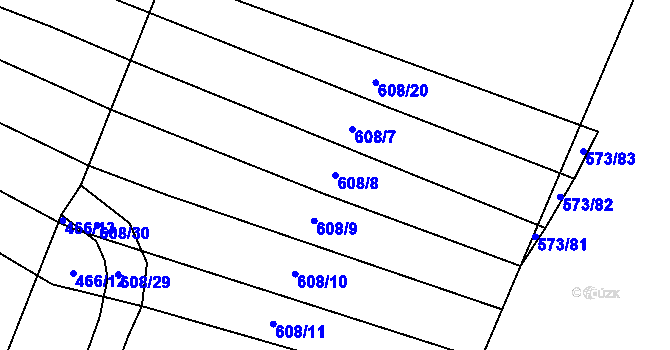 Parcela st. 608/8 v KÚ Záblatí u Ponědraže, Katastrální mapa