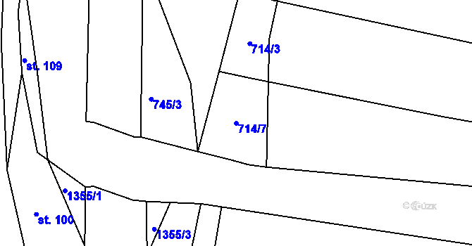 Parcela st. 714/7 v KÚ Záblatí u Ponědraže, Katastrální mapa