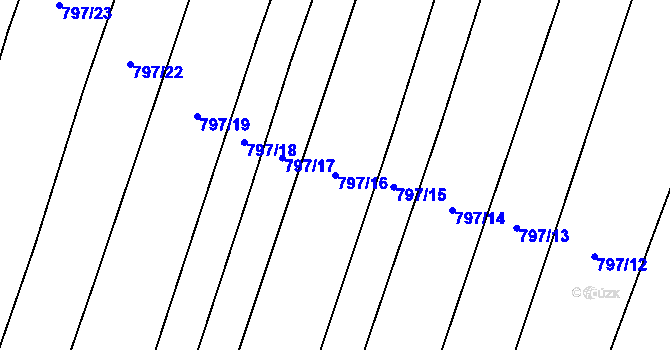 Parcela st. 797/16 v KÚ Záblatí u Ponědraže, Katastrální mapa