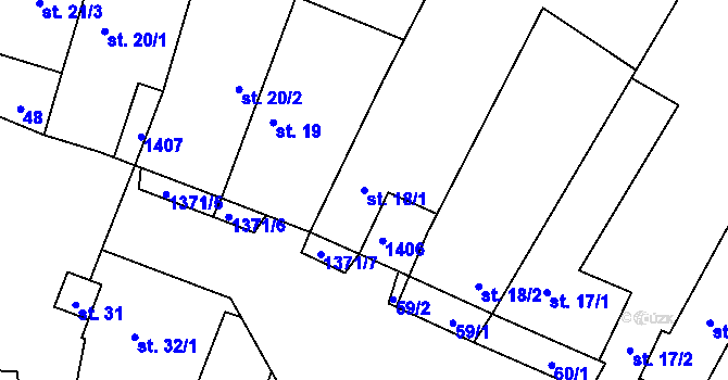 Parcela st. 18/1 v KÚ Záblatí u Ponědraže, Katastrální mapa