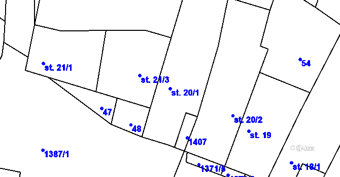 Parcela st. 20/1 v KÚ Záblatí u Ponědraže, Katastrální mapa