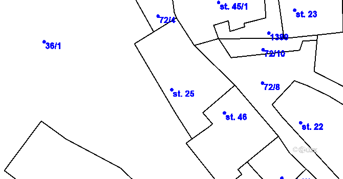 Parcela st. 25 v KÚ Záblatí u Ponědraže, Katastrální mapa