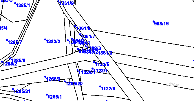 Parcela st. 1361/3 v KÚ Záblatí u Ponědraže, Katastrální mapa