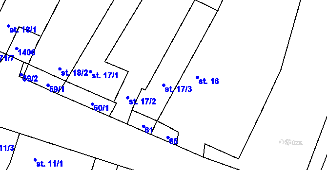Parcela st. 17/3 v KÚ Záblatí u Ponědraže, Katastrální mapa