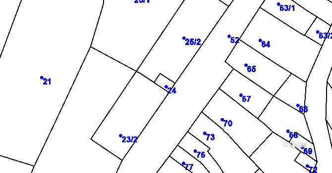 Parcela st. 24 v KÚ Ponětovice, Katastrální mapa
