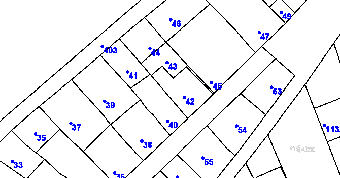 Parcela st. 42 v KÚ Ponětovice, Katastrální mapa