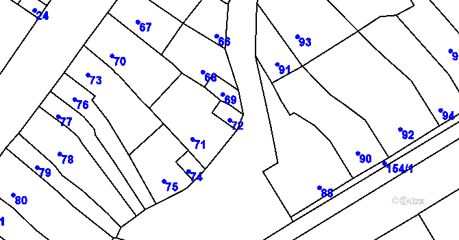 Parcela st. 72 v KÚ Ponětovice, Katastrální mapa