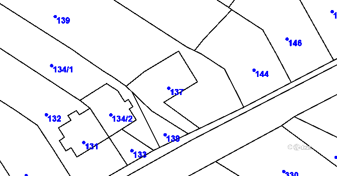 Parcela st. 137 v KÚ Ponětovice, Katastrální mapa