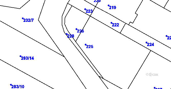 Parcela st. 225 v KÚ Ponětovice, Katastrální mapa