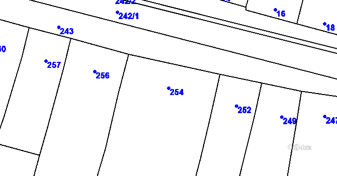 Parcela st. 254 v KÚ Ponětovice, Katastrální mapa