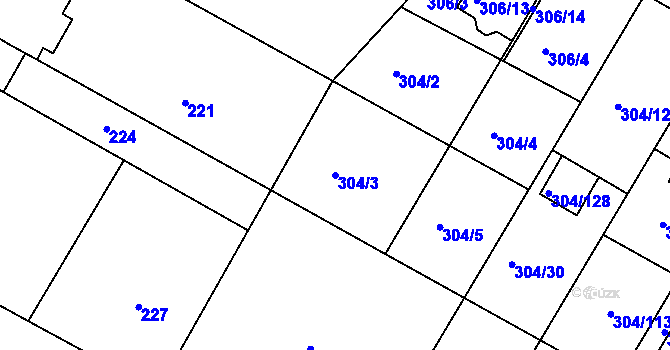 Parcela st. 304/3 v KÚ Ponětovice, Katastrální mapa