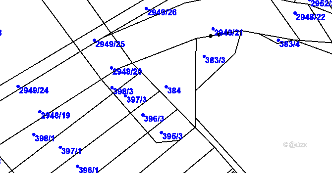 Parcela st. 384 v KÚ Ponětovice, Katastrální mapa