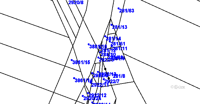 Parcela st. 281/10 v KÚ Ponětovice, Katastrální mapa