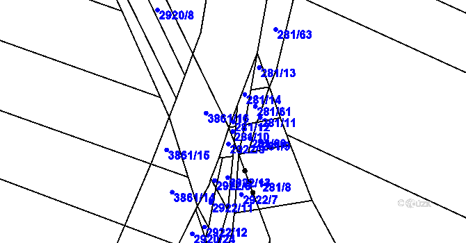 Parcela st. 281/12 v KÚ Ponětovice, Katastrální mapa