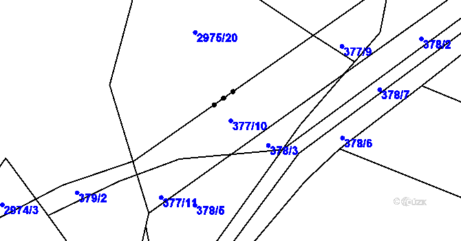 Parcela st. 377/10 v KÚ Ponětovice, Katastrální mapa