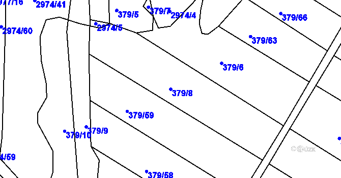 Parcela st. 379/8 v KÚ Ponětovice, Katastrální mapa