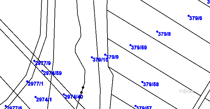 Parcela st. 379/9 v KÚ Ponětovice, Katastrální mapa