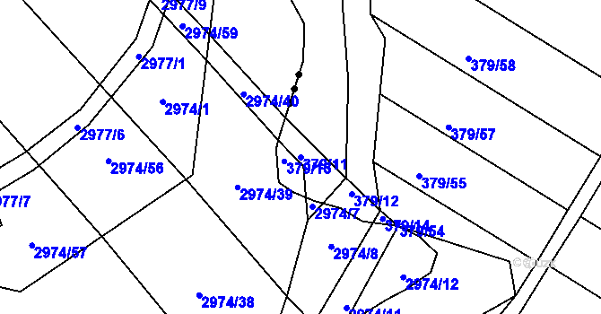 Parcela st. 379/11 v KÚ Ponětovice, Katastrální mapa