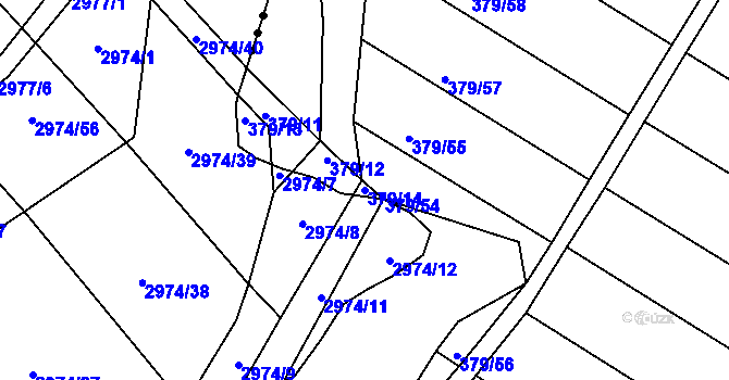 Parcela st. 379/14 v KÚ Ponětovice, Katastrální mapa