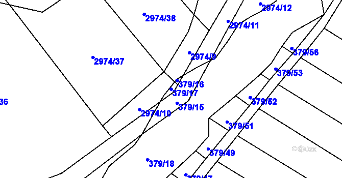 Parcela st. 379/17 v KÚ Ponětovice, Katastrální mapa
