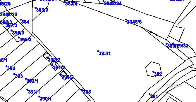 Parcela st. 383/1 v KÚ Ponětovice, Katastrální mapa