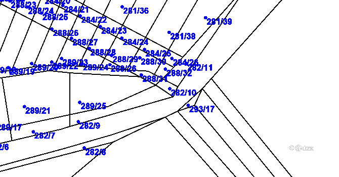 Parcela st. 282/10 v KÚ Ponětovice, Katastrální mapa