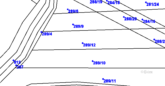 Parcela st. 289/12 v KÚ Ponětovice, Katastrální mapa